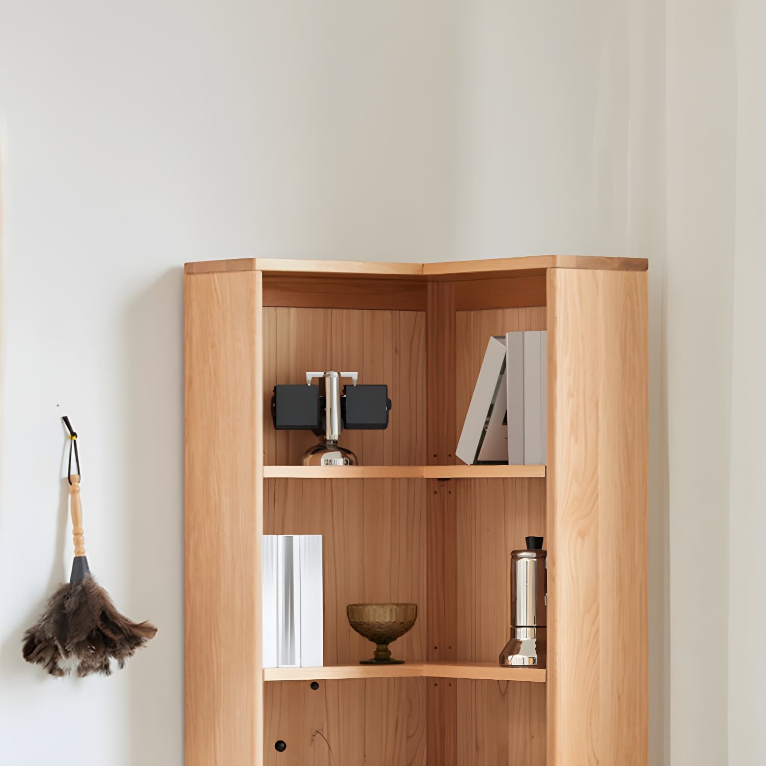 Modern Solid Wood Corner Shelves Included Side Cabinet for Bedroom - image 4