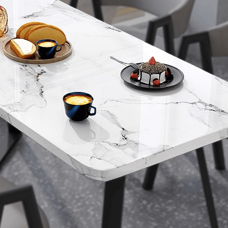 Dining Table Set with Sleighing Recycled Wood Fixed Table and Padded Chair with Back and Armrest, 5-piece - image 8