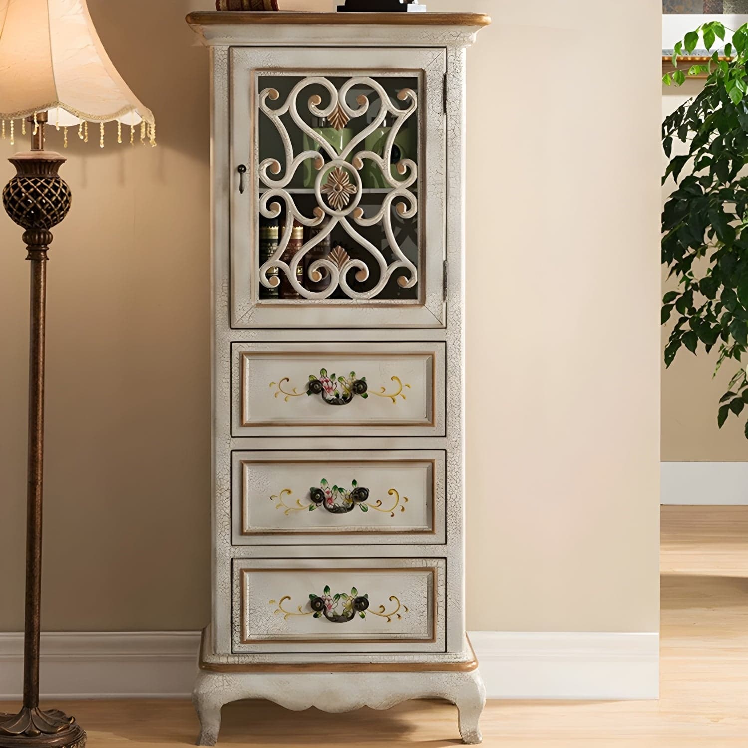 47.24"/61.02" Tall 1- Door Wooden Cabinet, Rectangle Accent Cabinet with Drawers - image 4