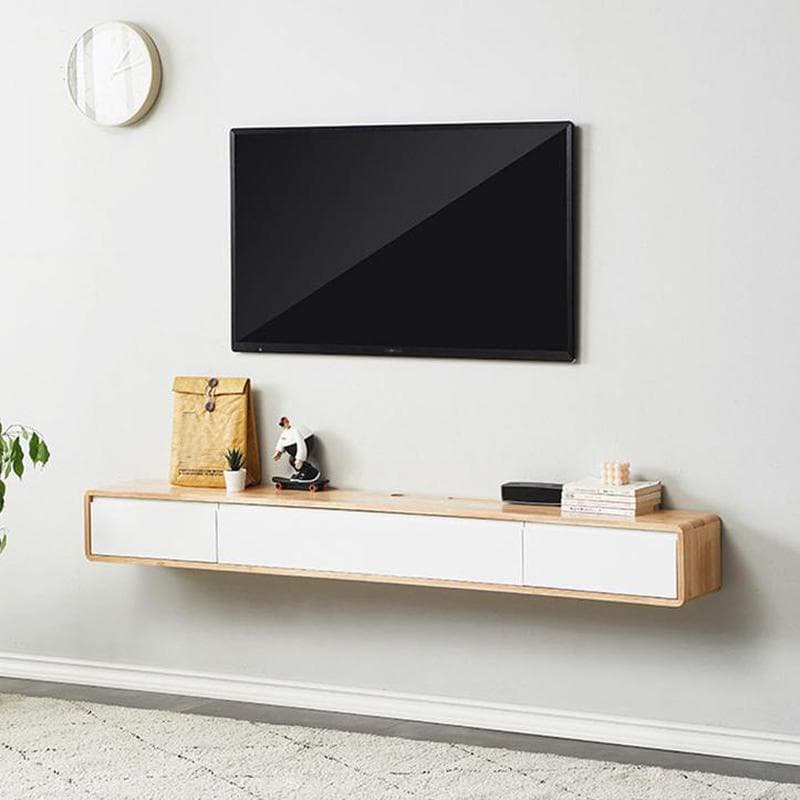 Rubberwood Scandinavian 20''x24'' Floating Mount Wood TV Stand with Drawers and Shelves - image 9