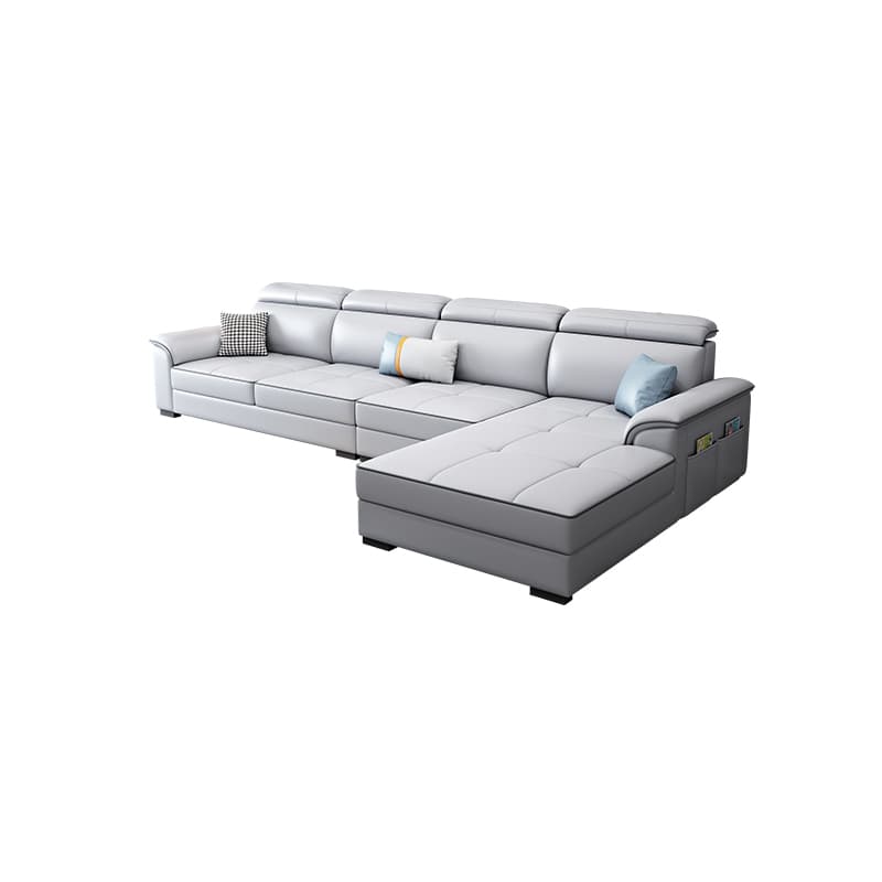 Modern L-Shaped Tech Cloth Sectional Sofa Chaise - 3 Piece Set with Adjustable Headrest and Storage - image 17