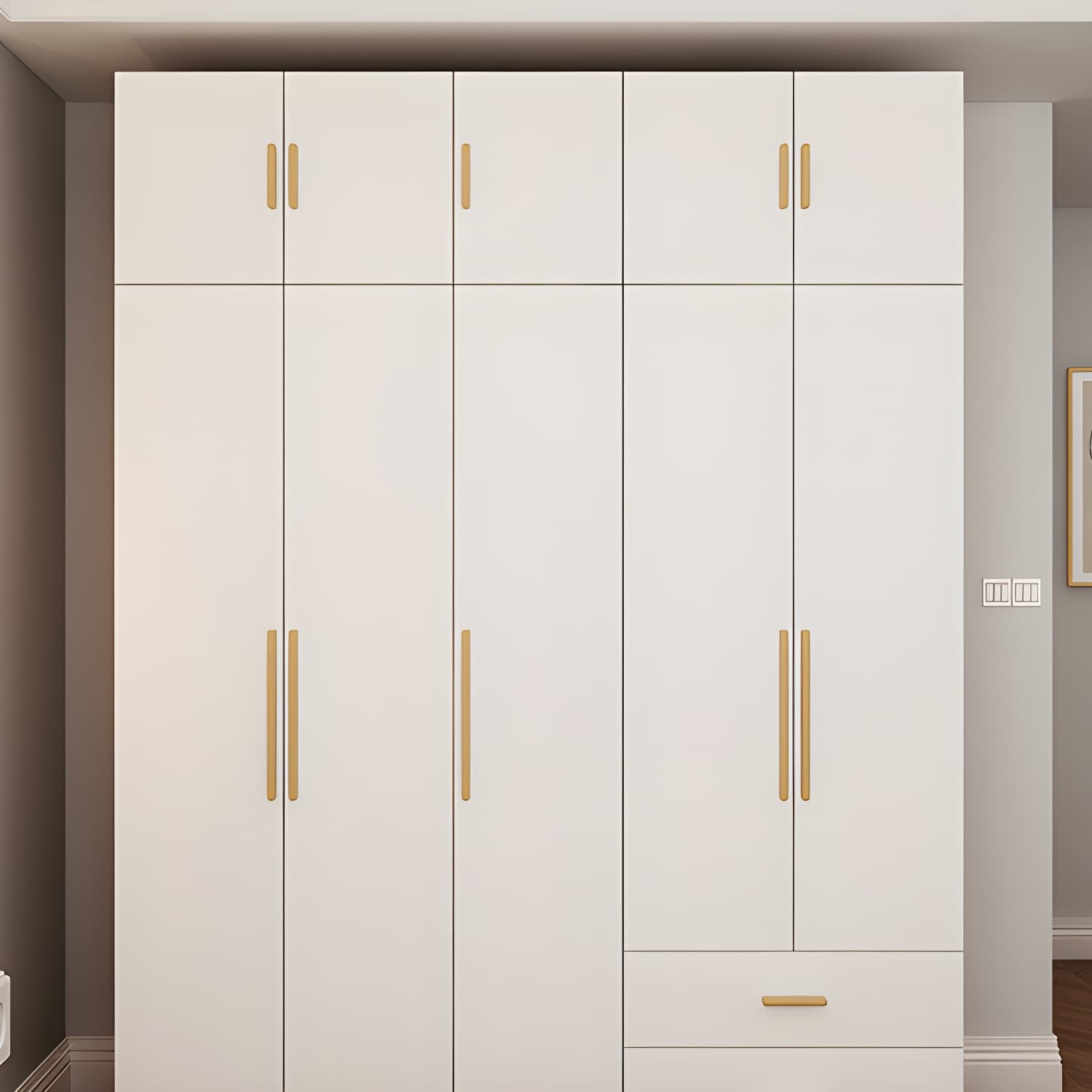 Contemporary Style Wardrobe Wooden Bedroom Closet with Hinged Door - image 14