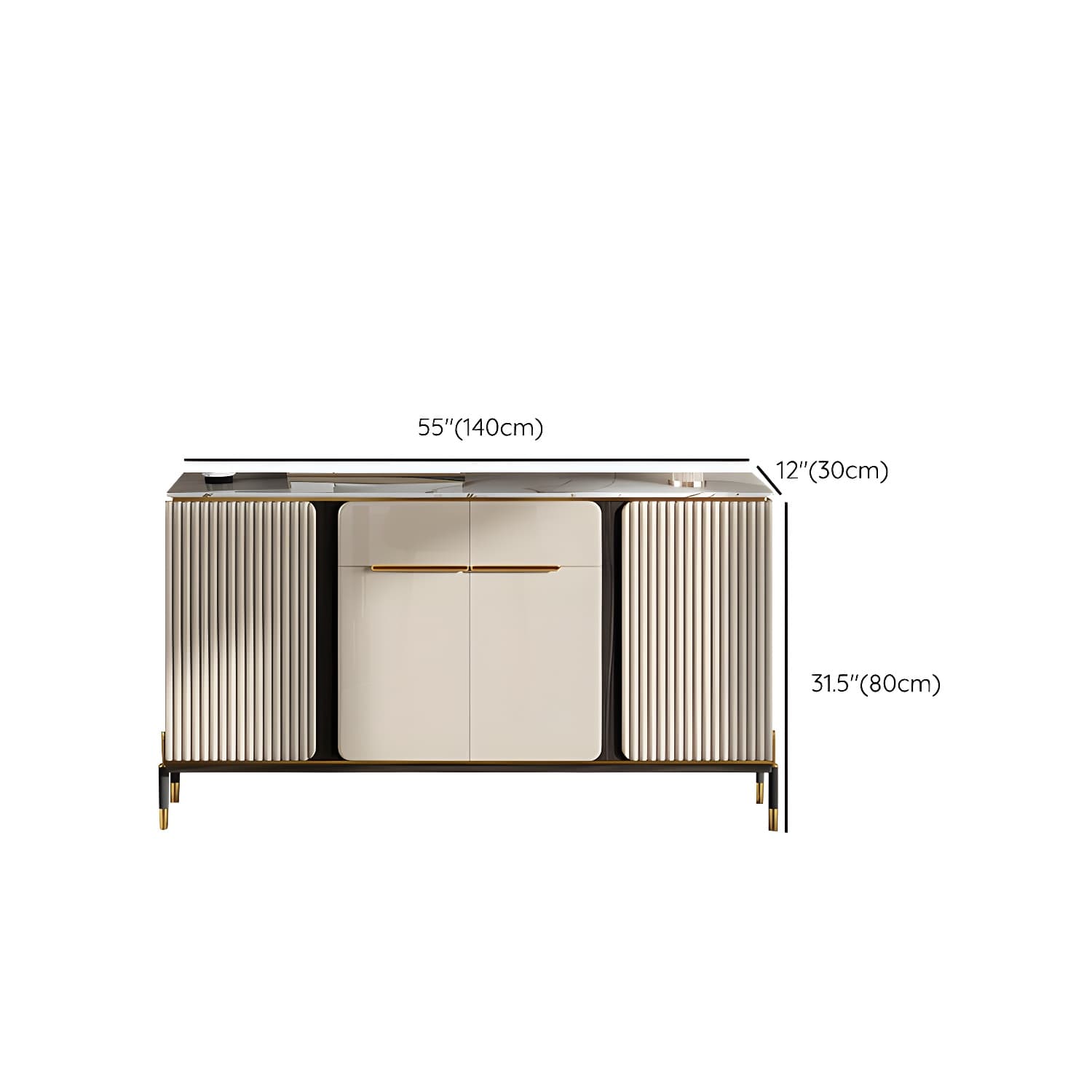 Stone Buffet Sideboard Glam Adjustable Shelves Buffet Credenza with Drawers and Cabinets - image 16