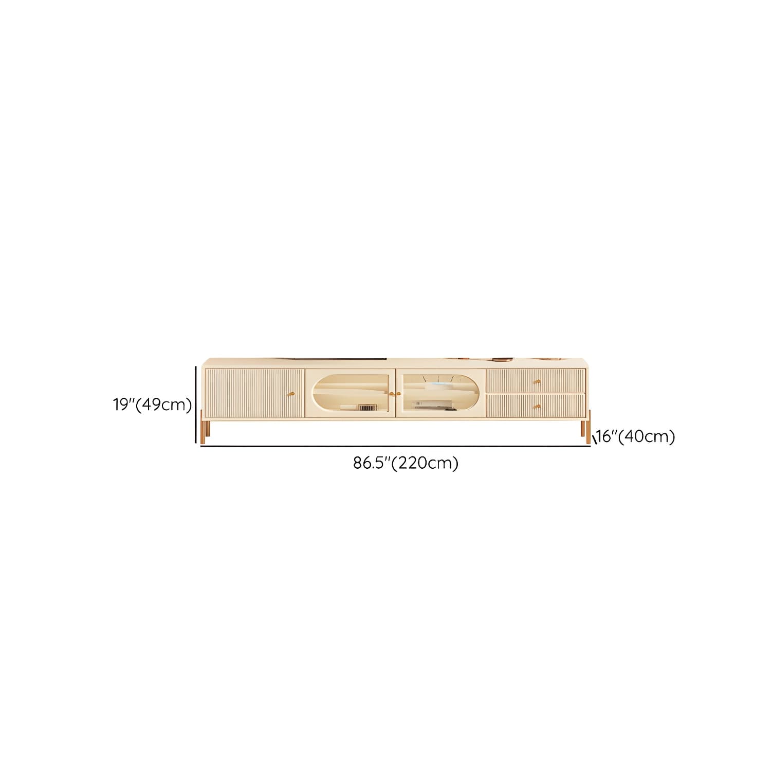 White Cable Management TV Console Modern Engineered Wood Media Console - image 11