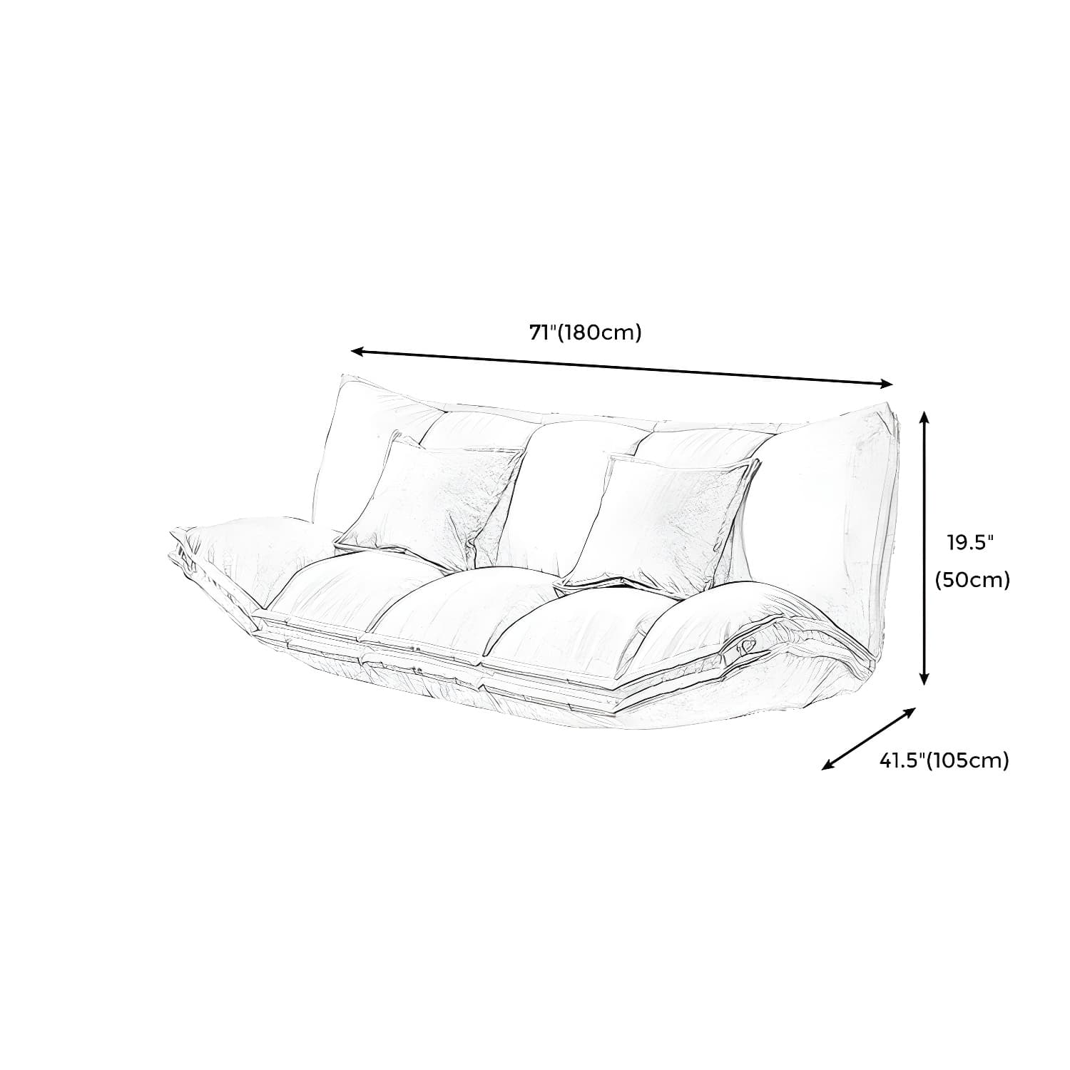 Modern Tight Back Convertible Sleeper Sofa Fabric Armless Solid Color Sofa - image 16