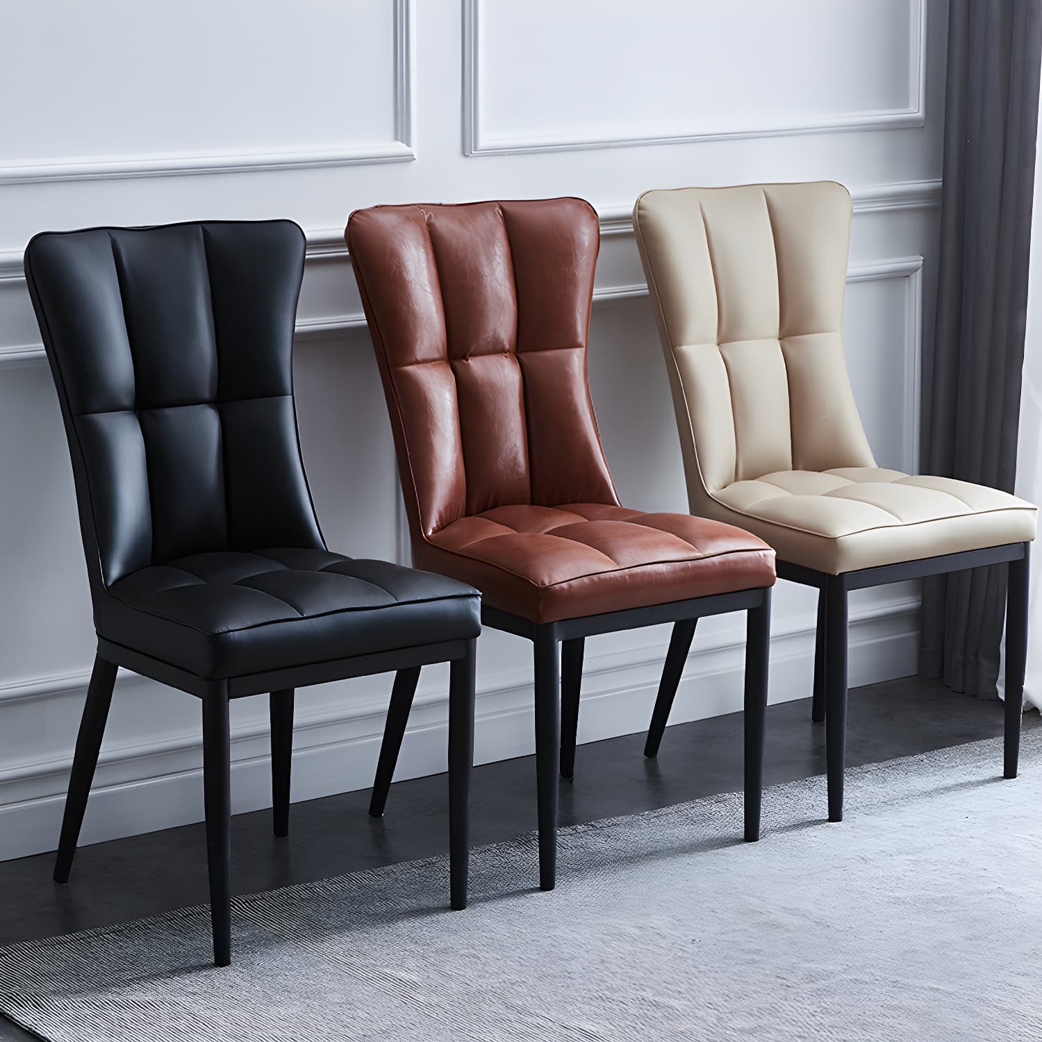 Upholstered Armless Dining Chairs Solid Back Side Chairs with Metal Legs - image 10
