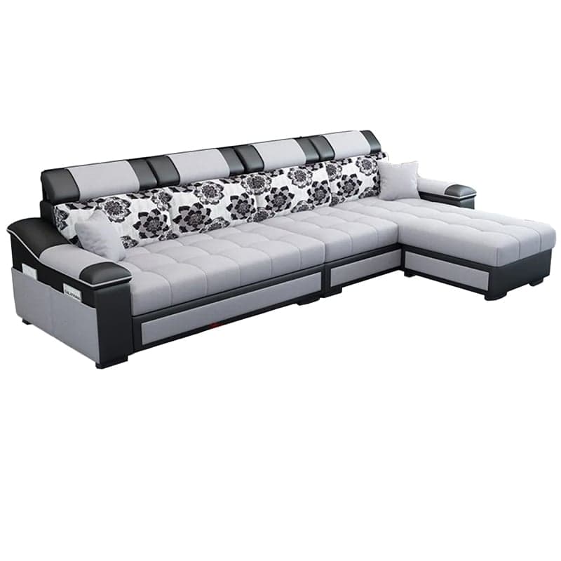 Cushion Back Wood Black 9 Feet Pillow Top Arm Sectional Sofa
