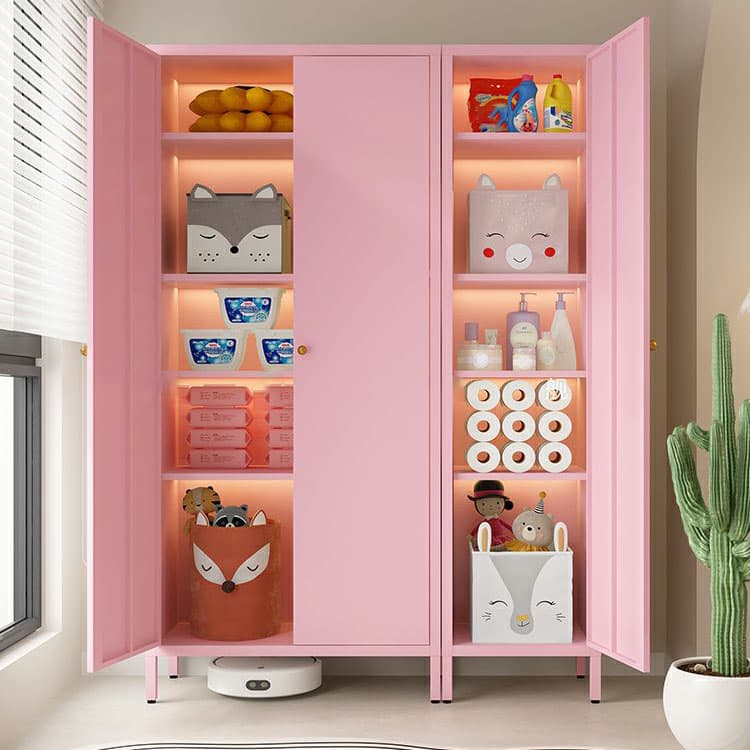 Modern Lacquered Finish Metal Accent Cabinet with 5 Cabinets and Adjustable Shelves - image 12