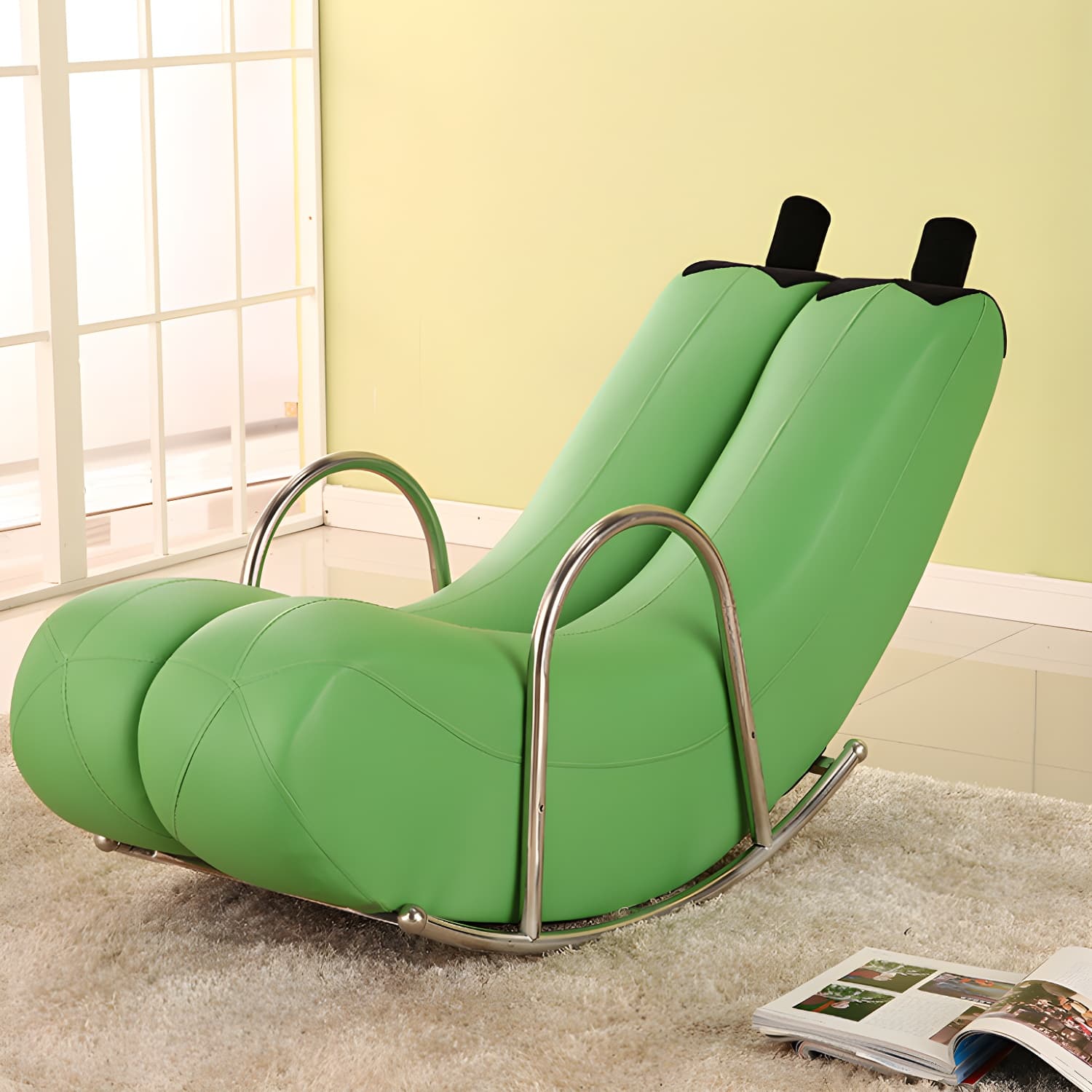 Stylish Silver Upholstered Rocking Chair with Track Arms - Modern Comfort