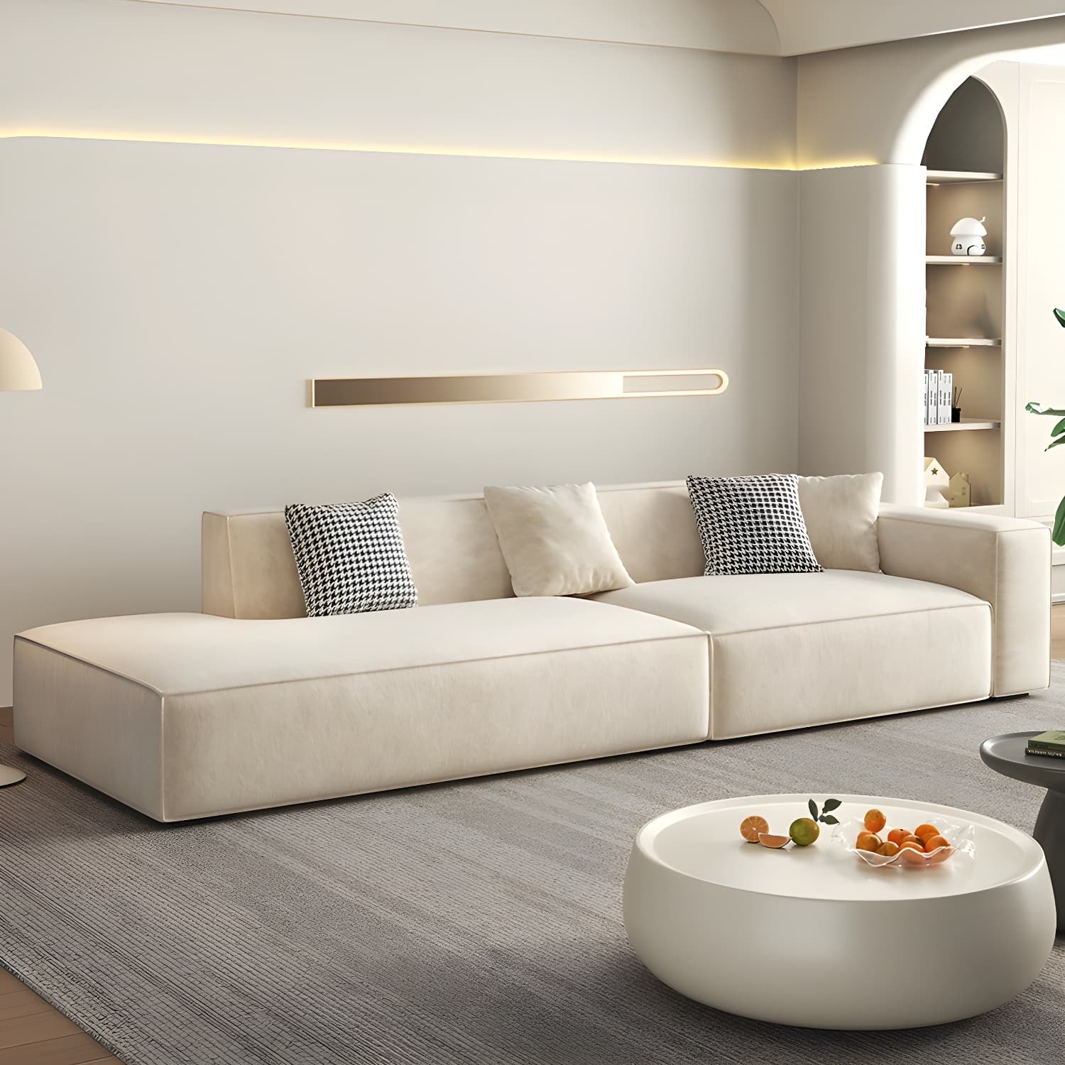 Elegant Sectional with Synthetic Upholstery in Moderate-Gray Tone and Built-in Charging Ports - image 4
