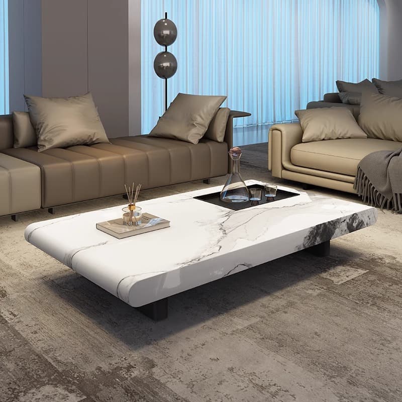 Elegant Marble Stone Twin Support Coffee Table with Rectangular Shape - image 4