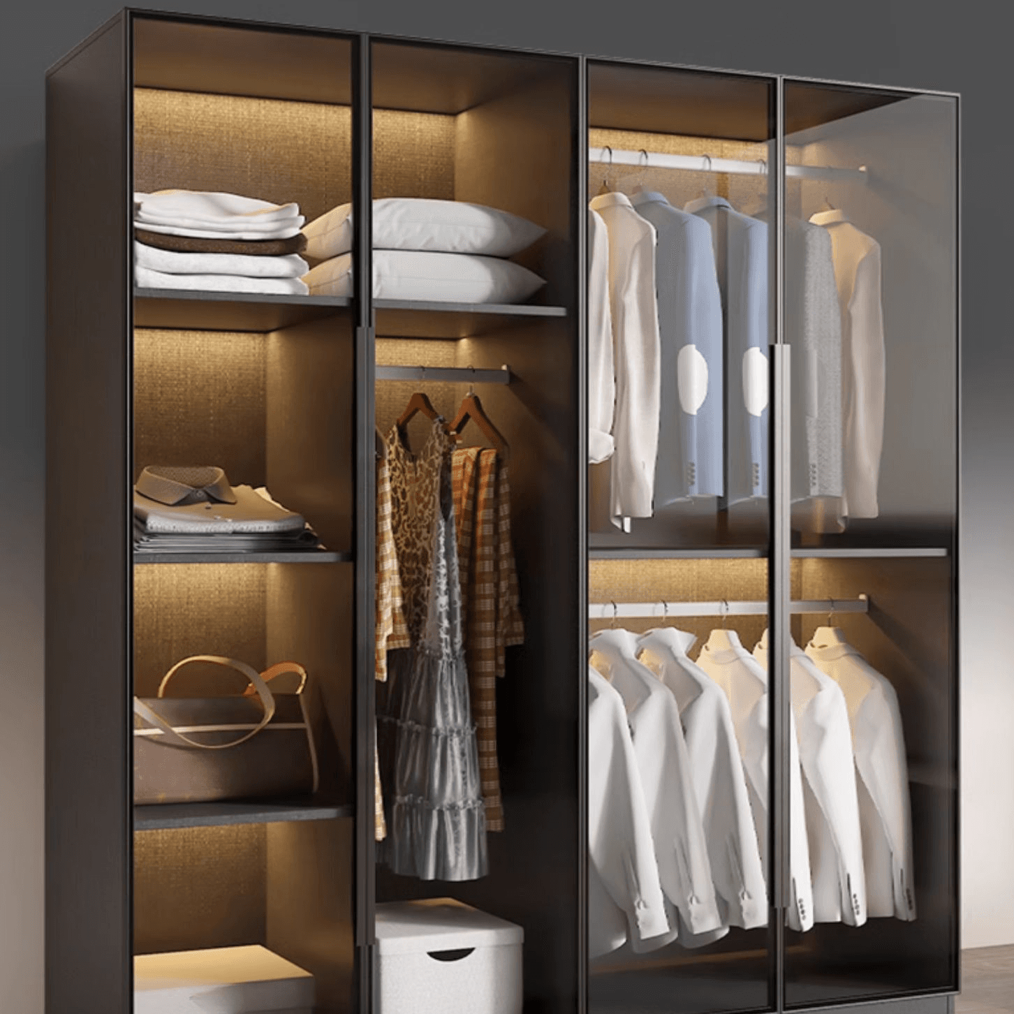 Ink Casual Lumber Wardrobe with Soft Close Door, Interior Shelves, and Hanging Rod - image 11