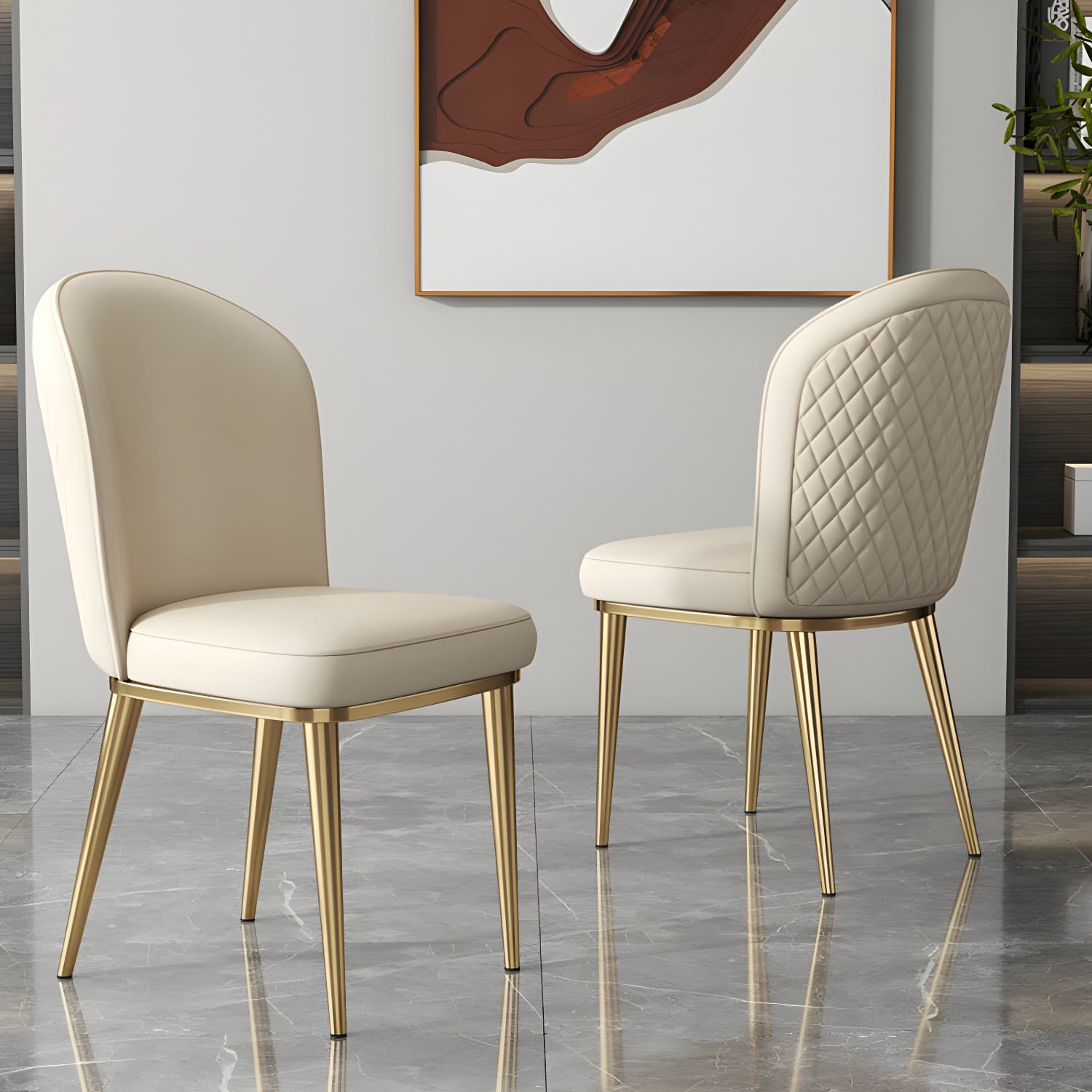 Gold Leg Glam Side Chair with Low Back and Upholstered Faux Leather in Polyurethane Material - image 11