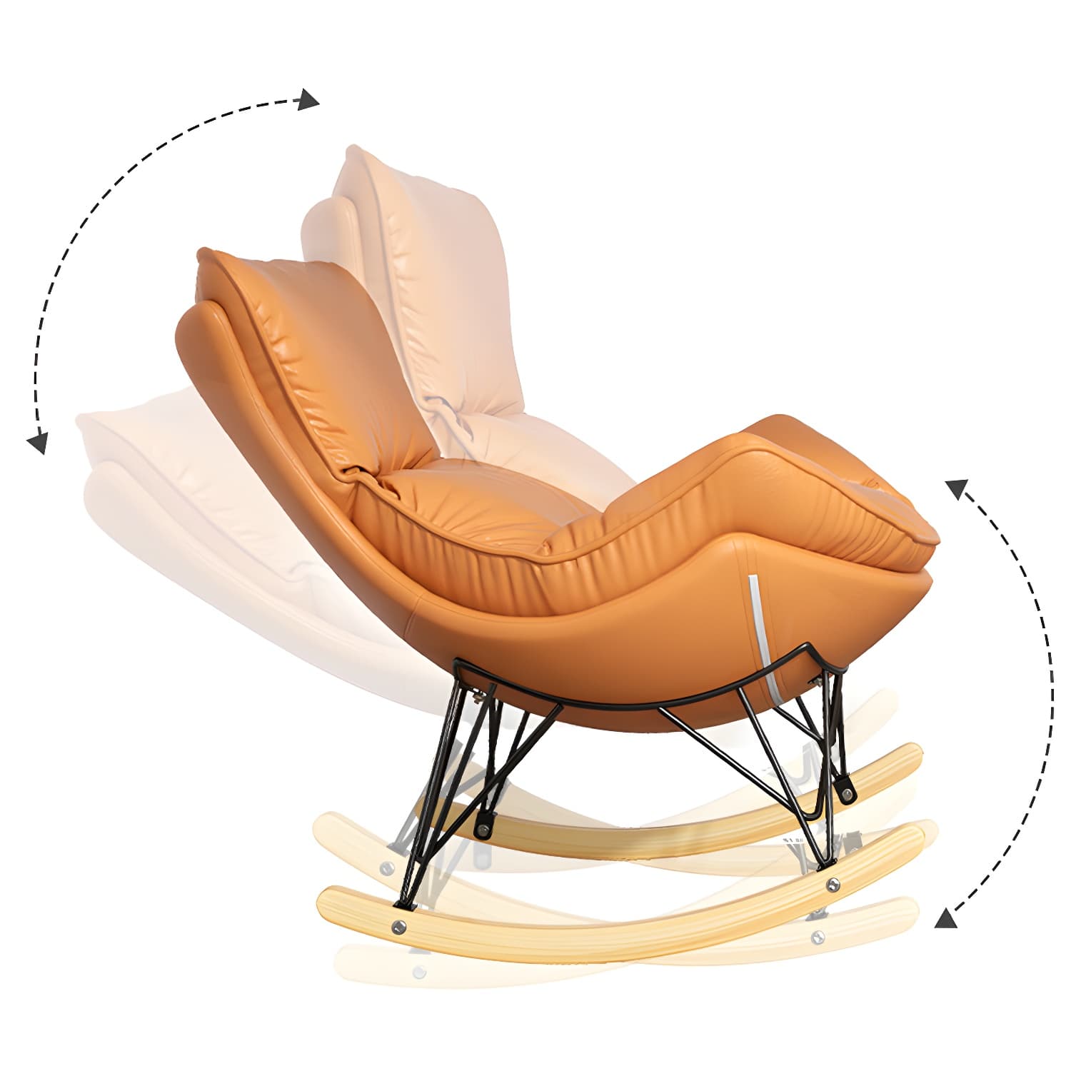 Wing Back Rocking Chair Solid Wood Rocker Chair with Ottoman - image 13