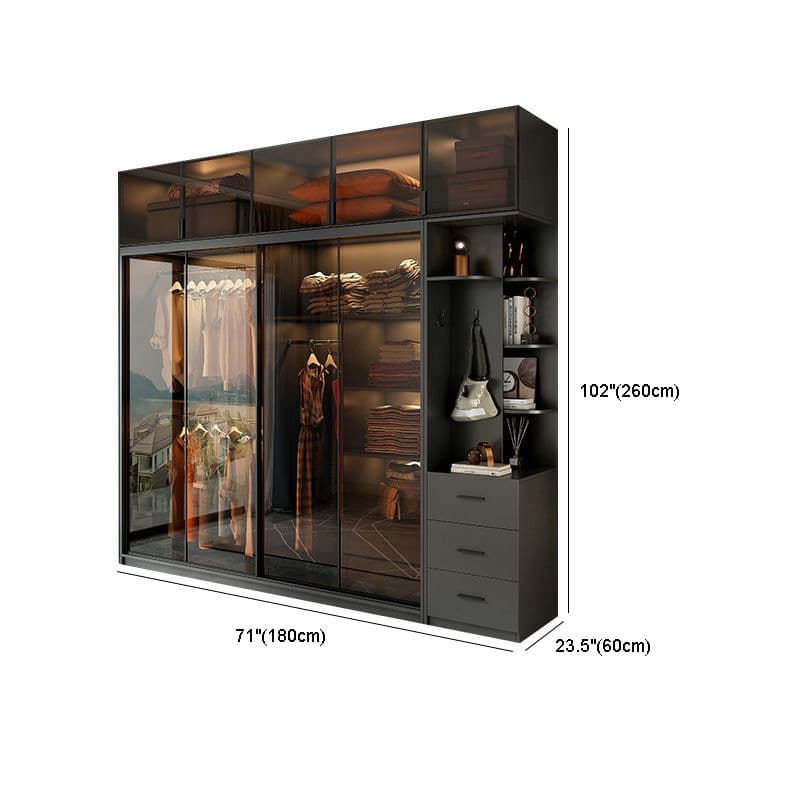 Trendy Charcoal Interior Shelves with Soft Close Drawer and Soft Close Door Timber Cabinet Armoire - image 12