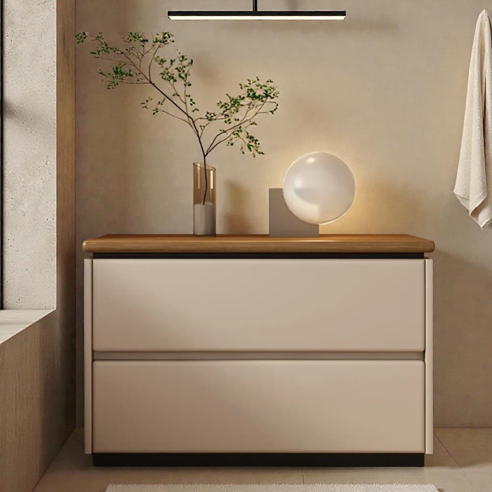 Modish 2 Tiers Drawer Storage Bedside Table with Laminate Countertop - image 13