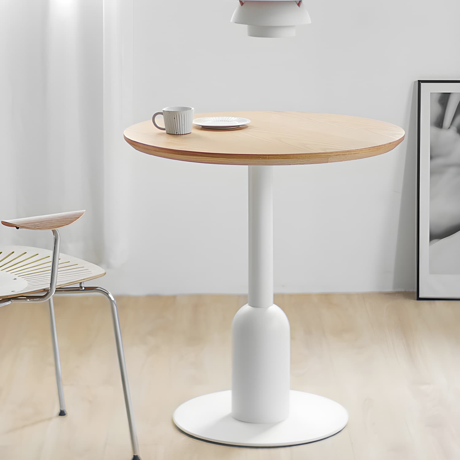 Industrial Style Dining Site Table MDF Dining Room Furniture with Pedestal Base - image 14