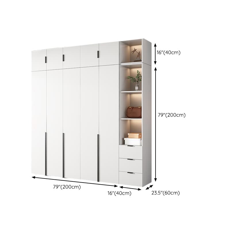 White Wood Wardrobe Armoire with Hinged Doors and Shelves Included - image 33