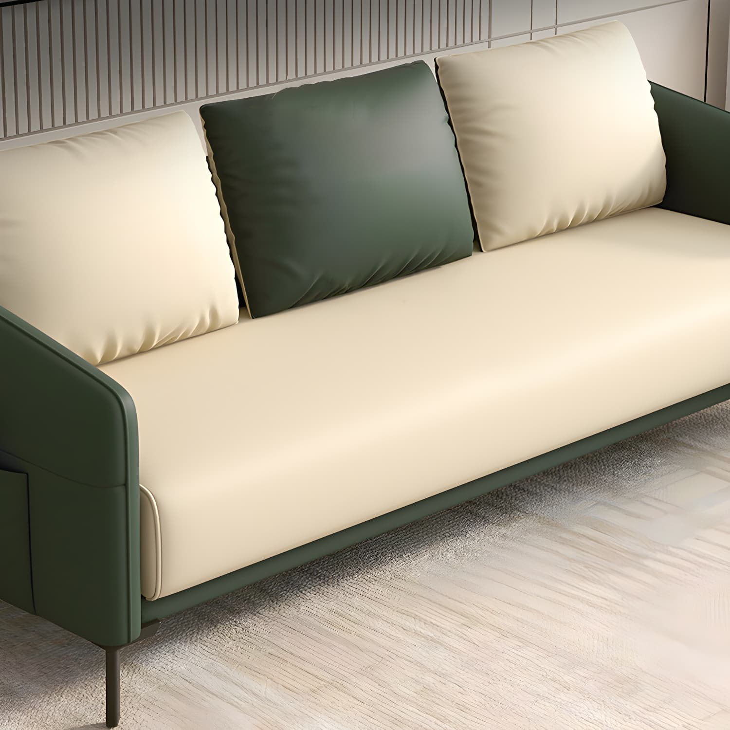 Modern Wood Frame Standard Sofa with Square Arms in Solid Color & Tear Resistant - image 8