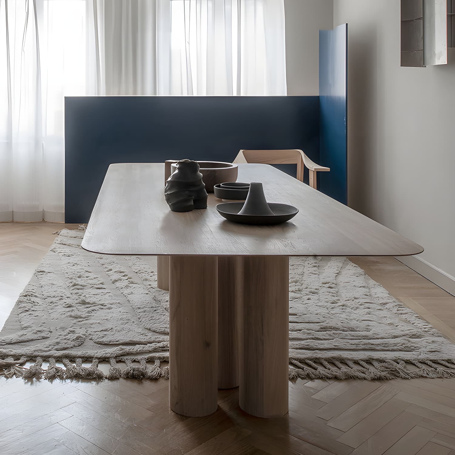 Rectangle Shape Casual Dining Table Solid Wood Fixed Table for Kitchen - image 3