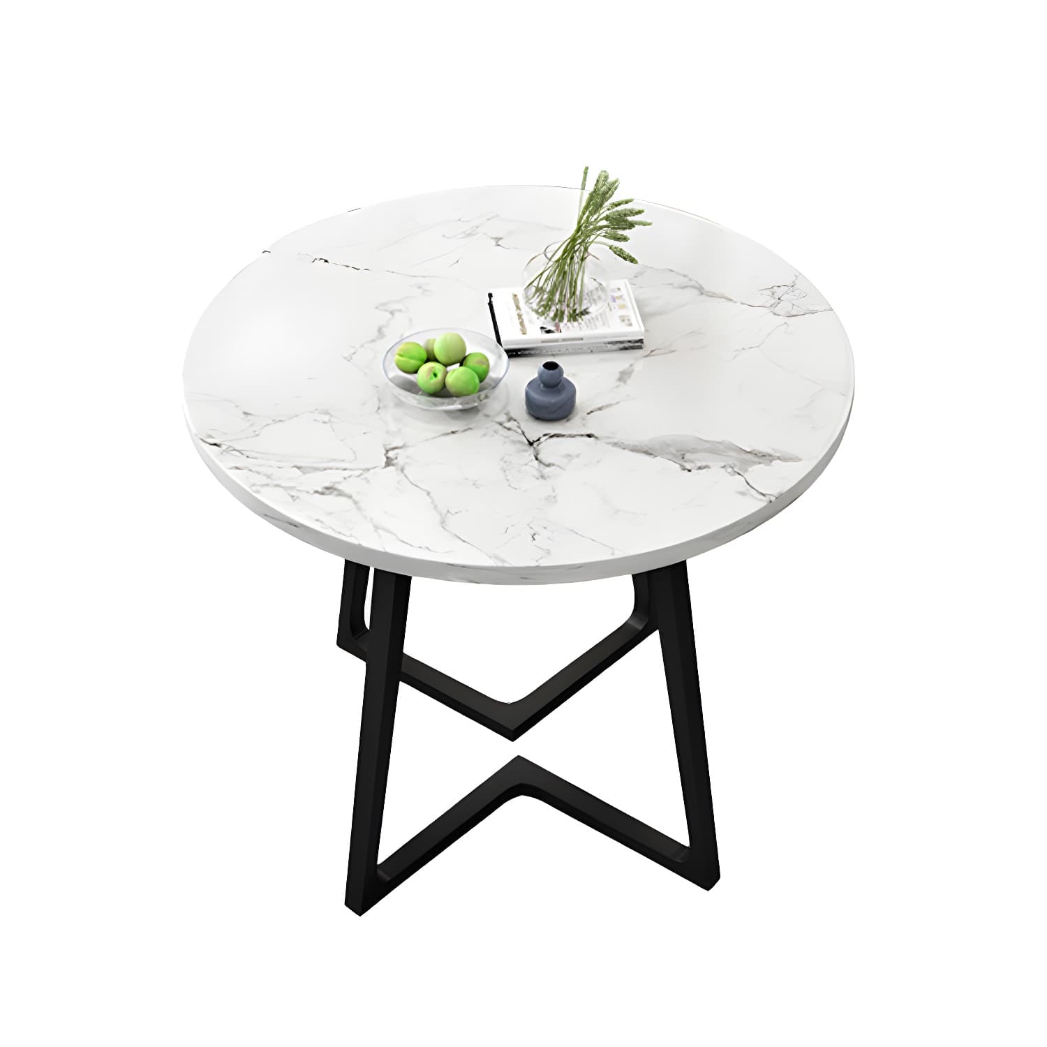 Round White Wood Tone Modern Dining Set with Metal Pedestal Base - Seats 4 - image 9