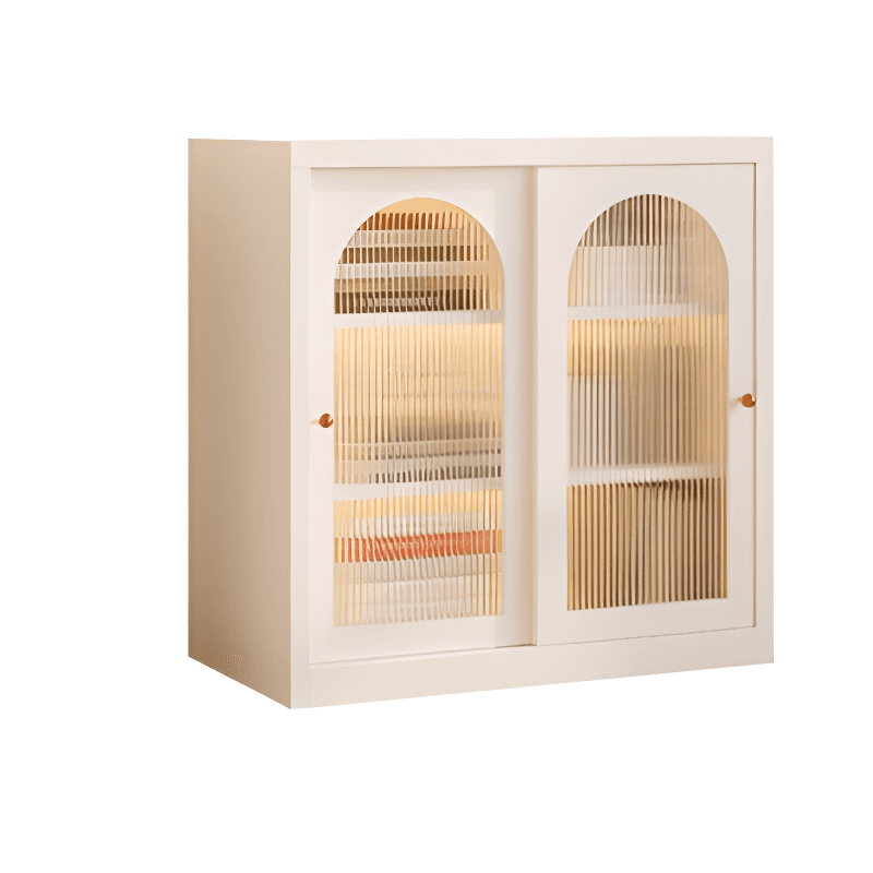 Simple Narrow Iron Countertop Sideboard with Cupboard, Glass Doors, and Changeable Shelf - image 10