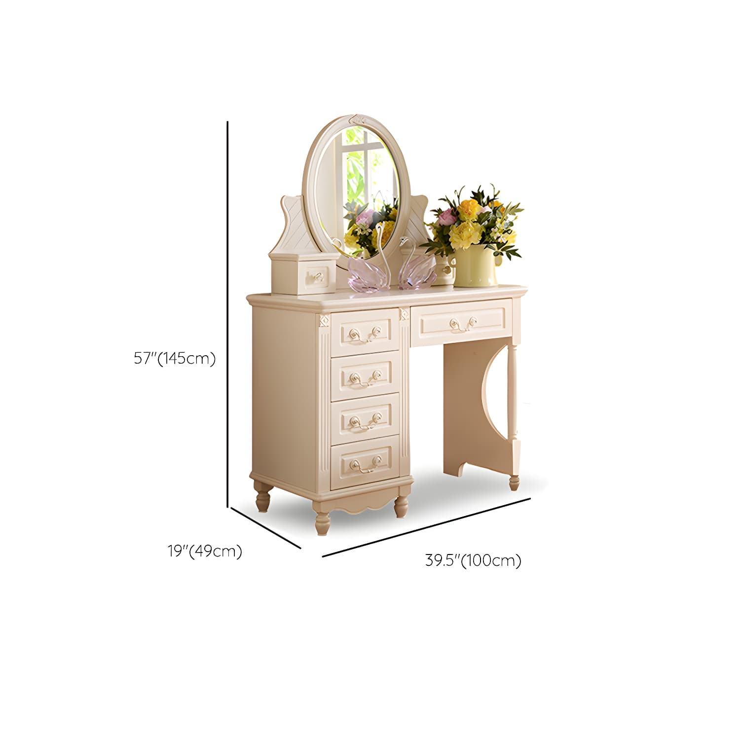 Victorian Makeup Vanity Desk Wood Makeup Vanity Set with Drawer - image 20