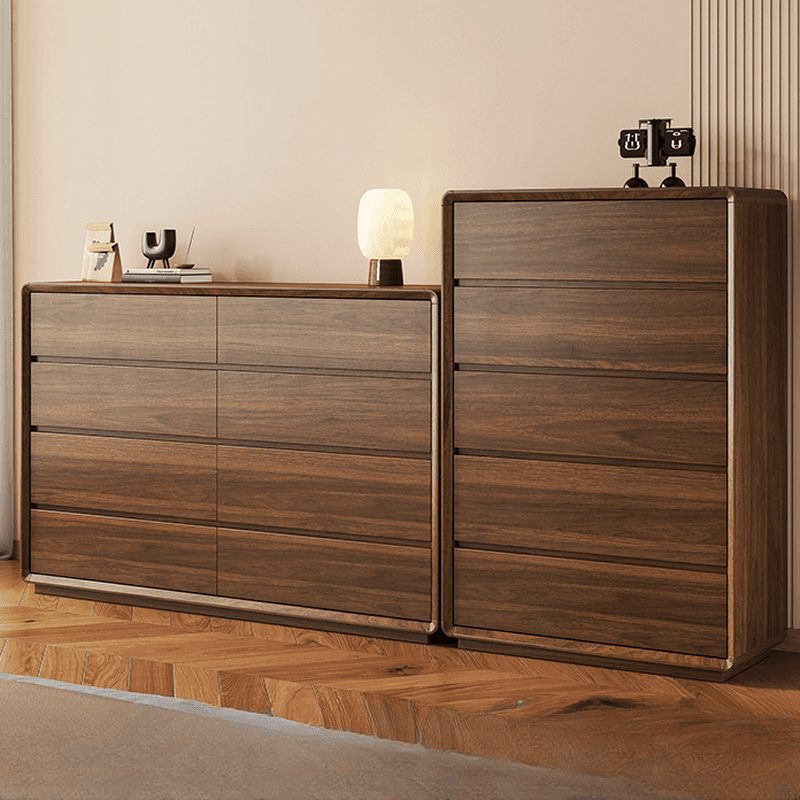 Cocoa Simple Double Dresser/Bachelor Chest Oak Wood with 8/6/5 Drawers Horizontal/Vertical