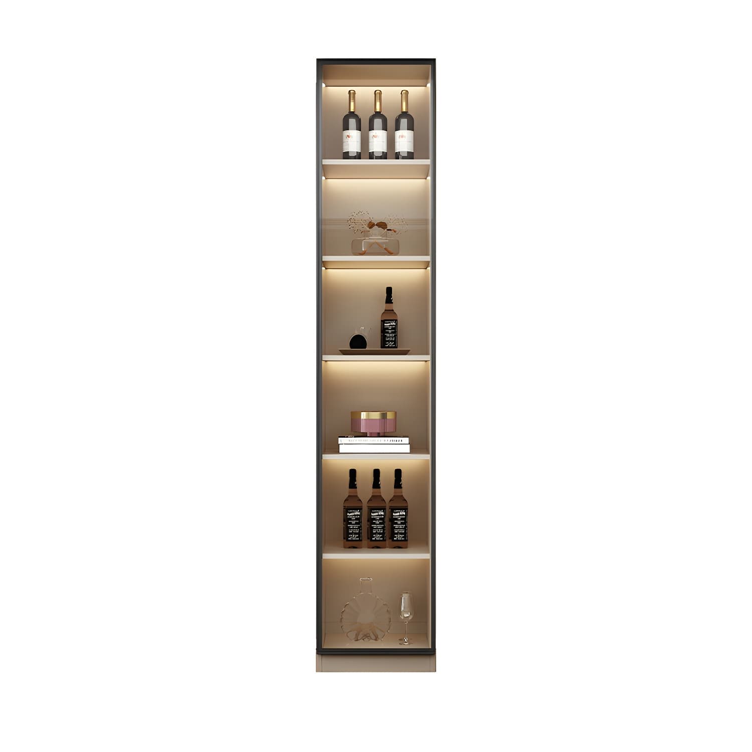 Contemporary Champagne Engineered Wood Shelves Included Sideboard with Doors - image 8