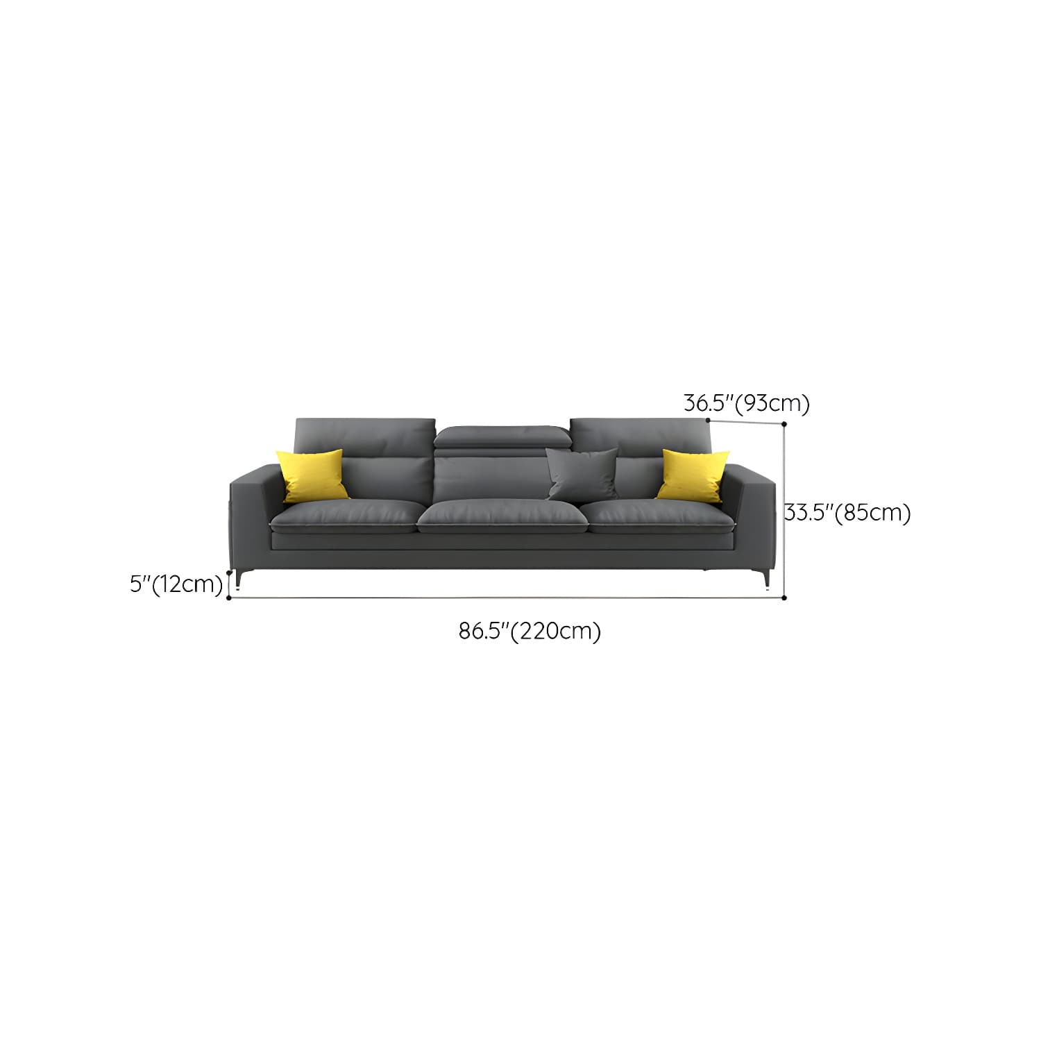 Modern Wood Frame Stationary Sectional Sofa with Black Legs and Storage in Cotton Blend Upholstery - image 15