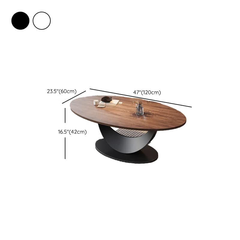 Trendy Cocoa Wooden Oval Single Accent Table with Metal Base - image 9