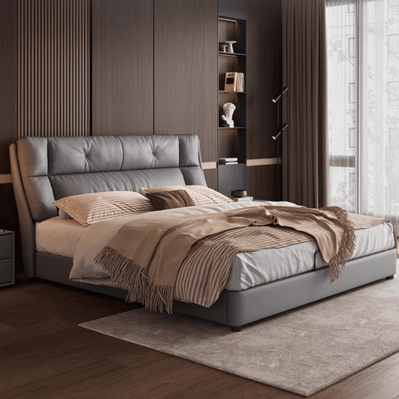 Light Gray Solid Color Storage Bed/Platform Bed with Pine Wood Frame for Living Room