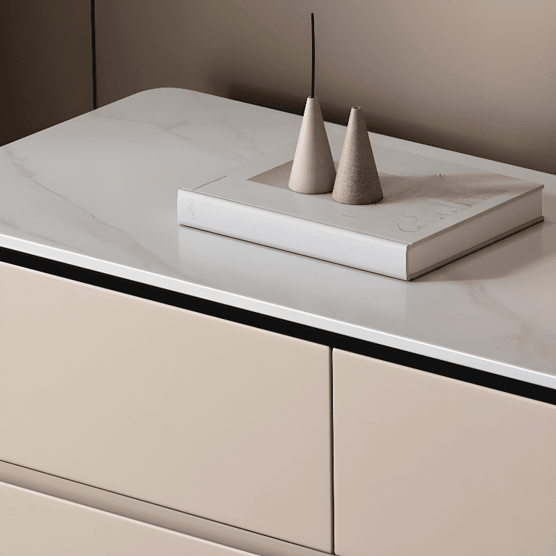 Modish Nightstand With Drawer Organization with 4 Drawers and Stone Tabletop - image 13