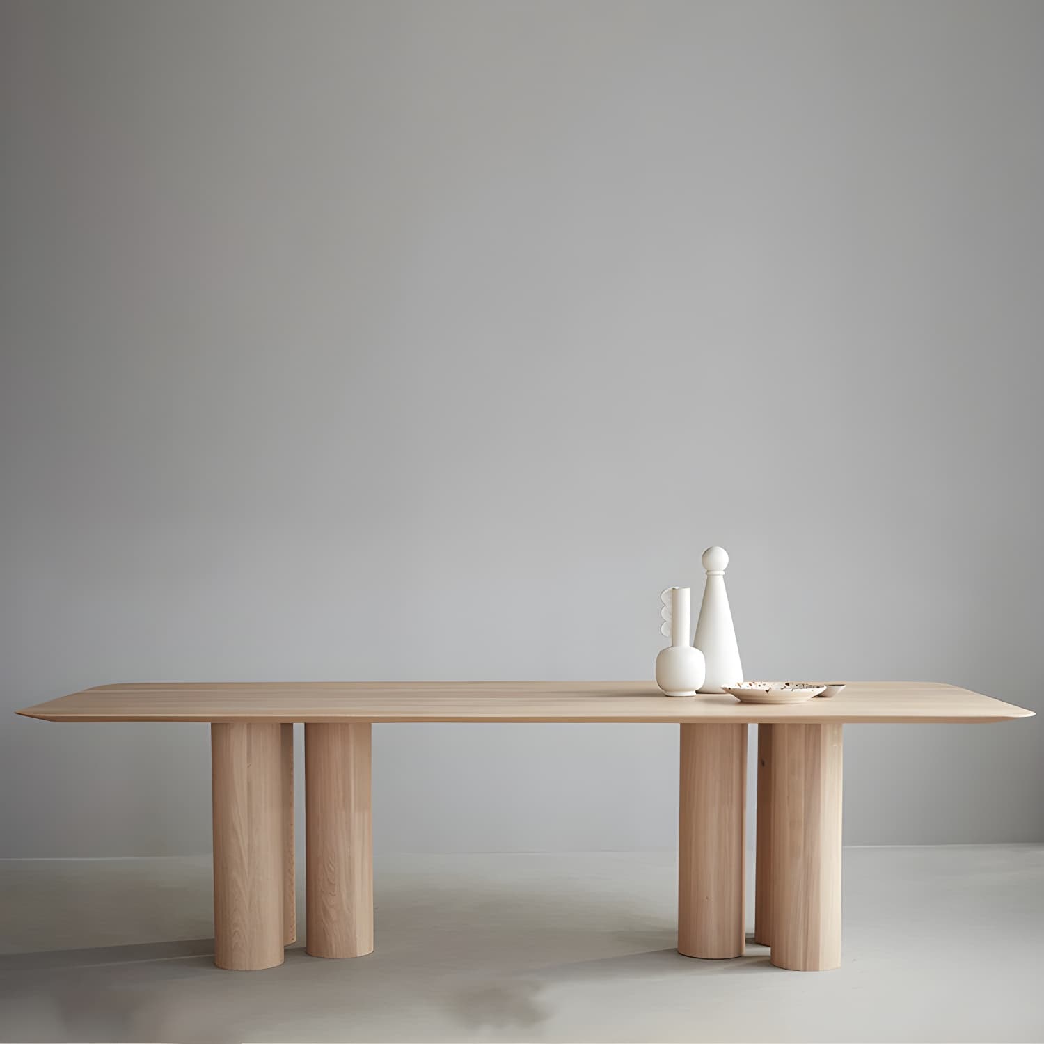 Rectangle Shape Casual Dining Table Solid Wood Fixed Table for Kitchen
