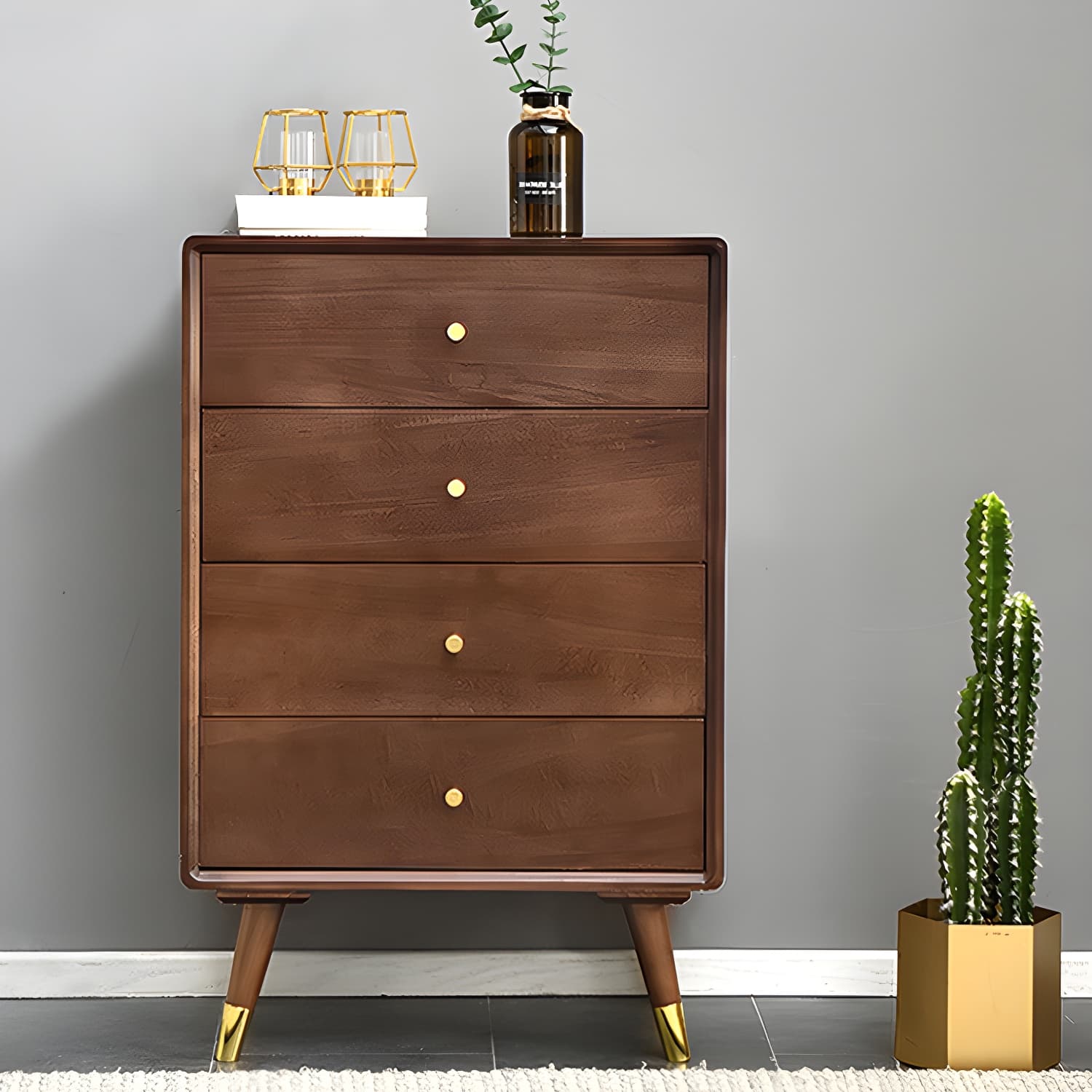 Solid Wood Accent Chest Mid Century Drawers Included Cabinet - image 8