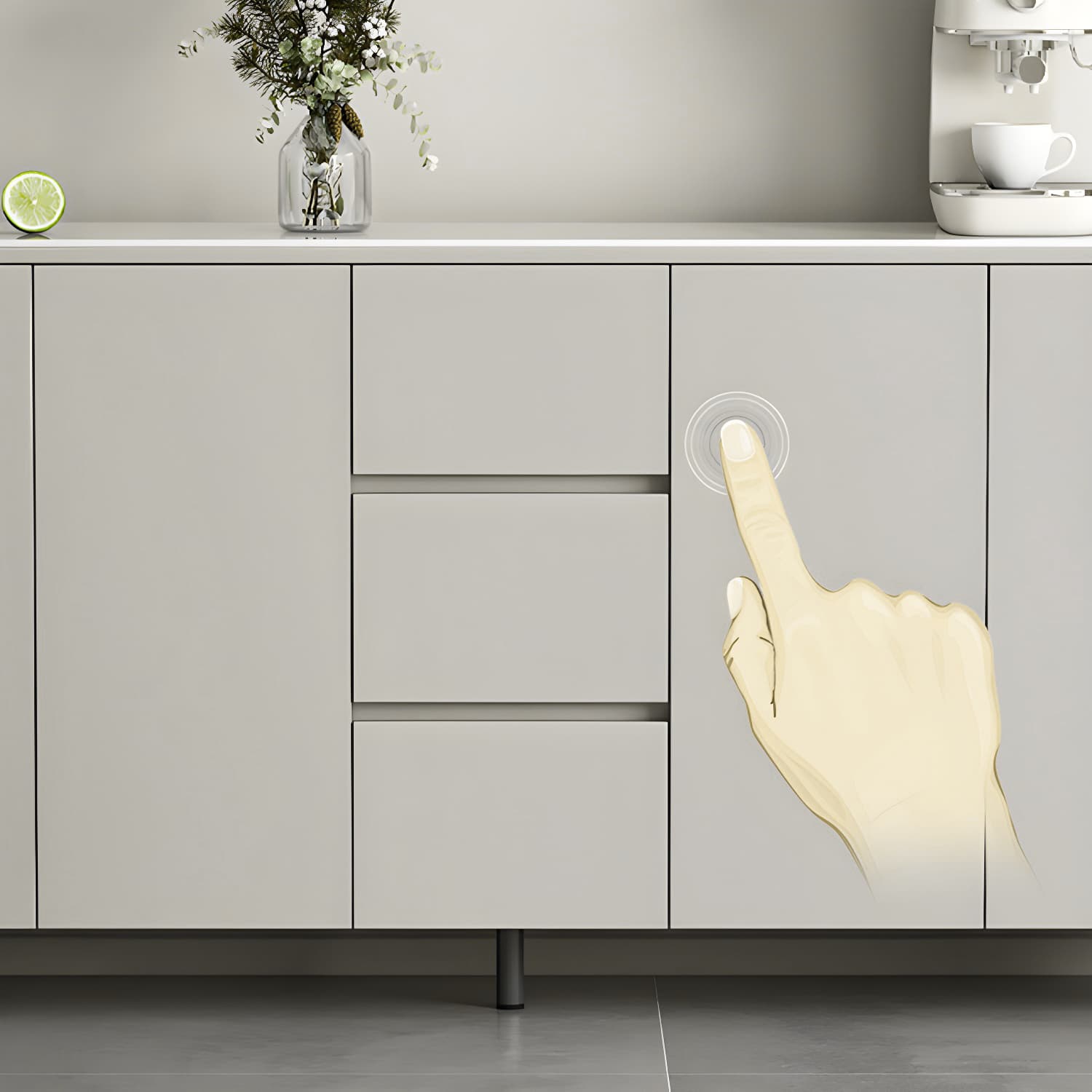 Contemporary Living Room Stone Top Sideboard with Doors and Drawers - image 7