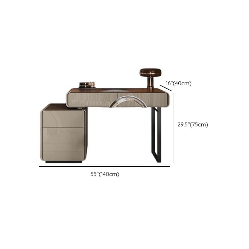 Modish Large/Standard Vanity Set in Gray with 5/8 Drawers, Polymer Frame, Mirror Lights, and Chair - image 8