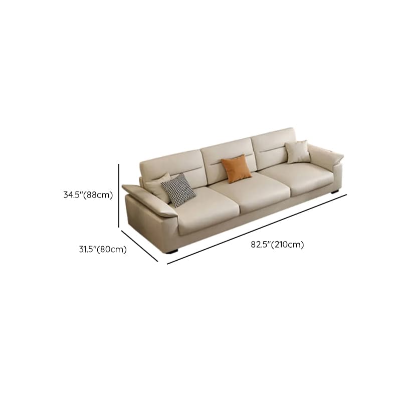 Straight Tear Resistant Sofa with Cushion Back in Ivory, Seats 4/3 Person, Horizontal Orientation, and Recessed Arm - image 12