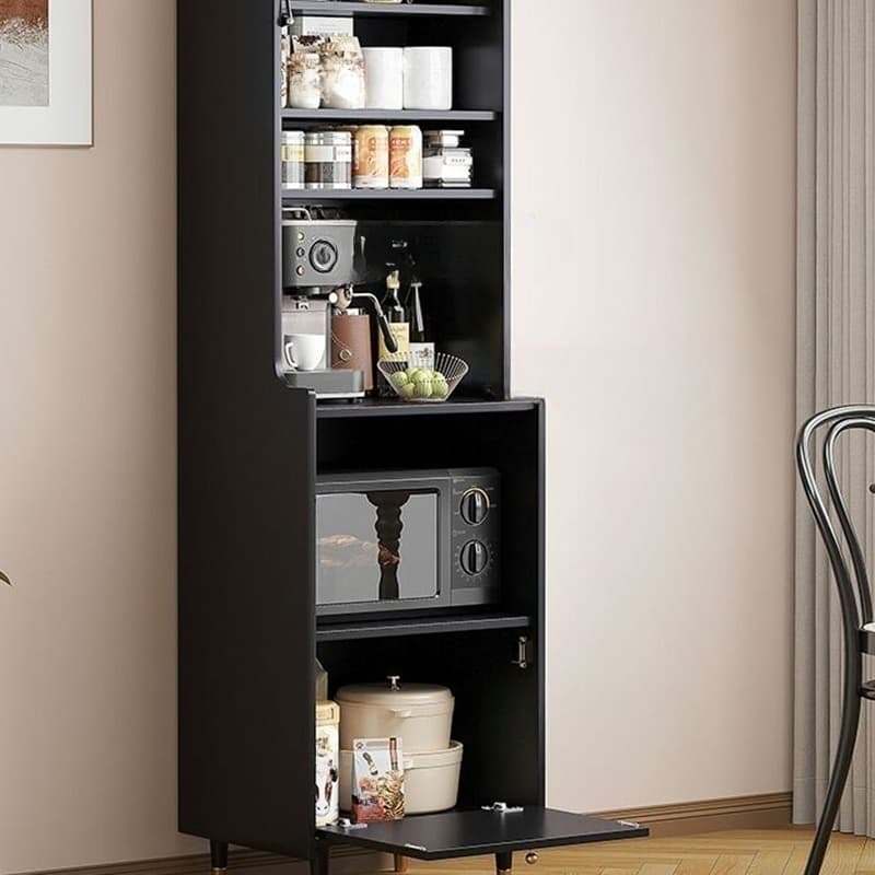 Living Room Use Simplistic Rectangle Black Wood Free Standing Utility Storage Cabinet with Knob Handle - image 4