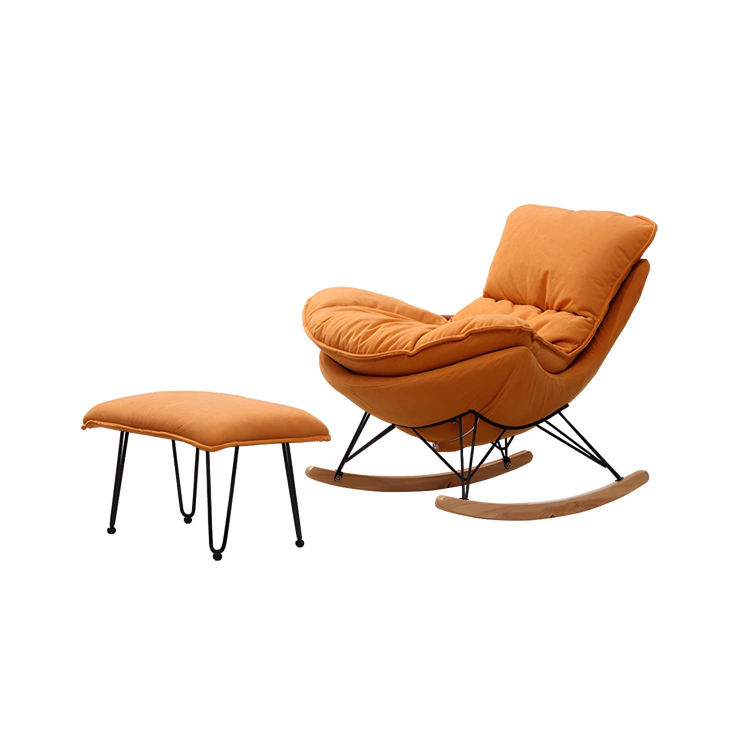 Modern Style Rocker Chair Metal Frame Spindle Cushions Rocker Chair with Ottoman - image 21