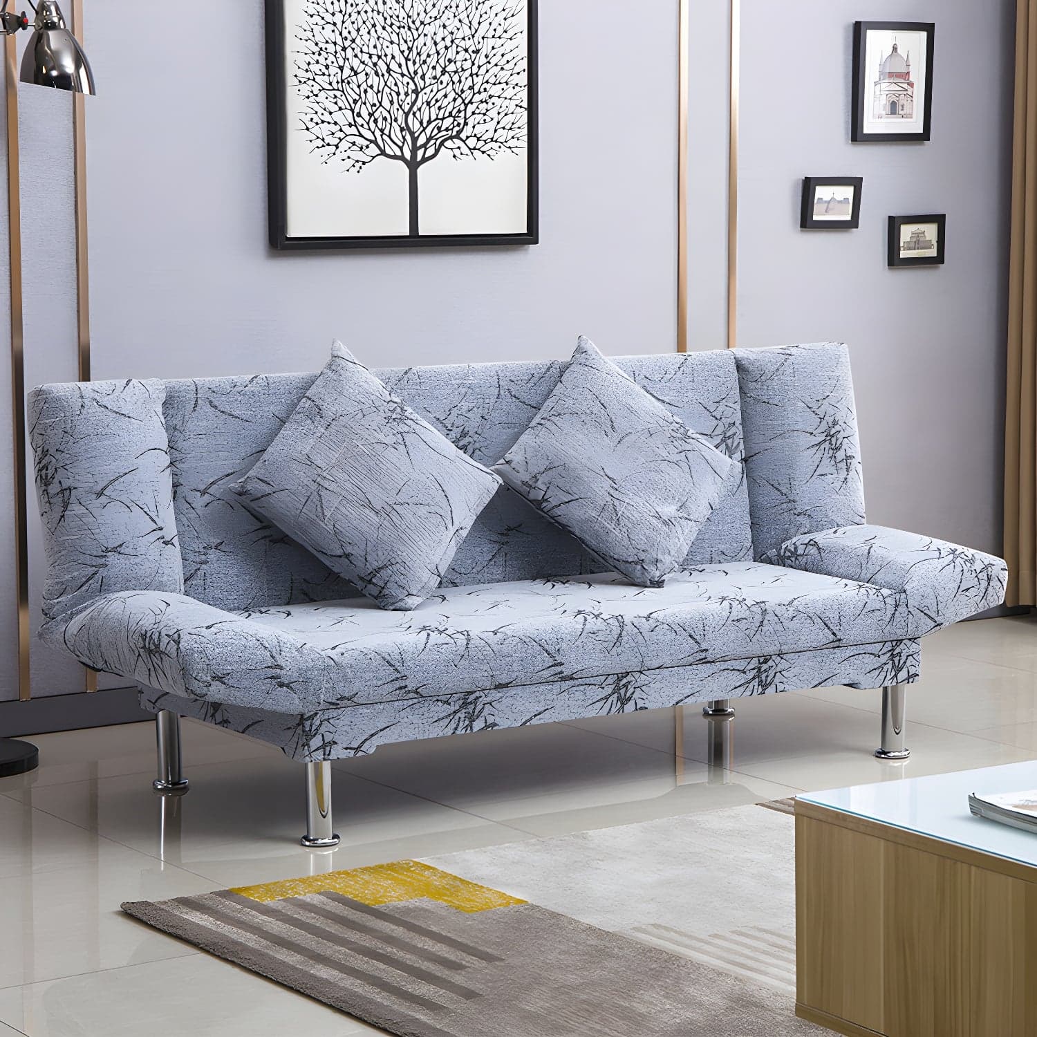 Silver Transitional Modern Tight Back Sofa Bed 29.53"High Armless Sofa Bed - image 19