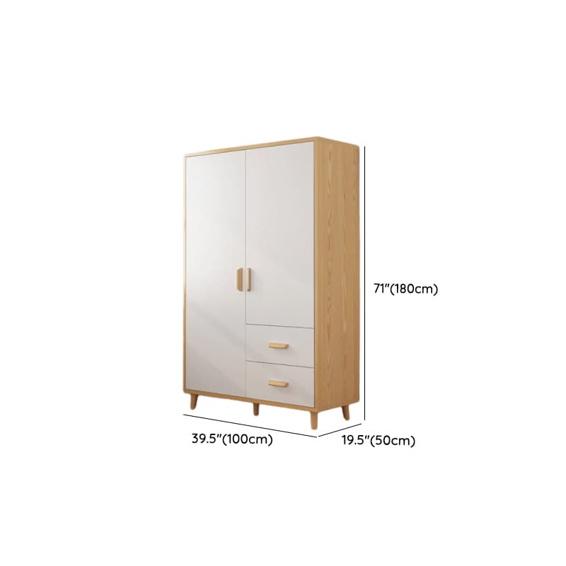 Natural Finish Self-supporting 2-Drawer Wardrobe in Solid and Manufactured Wood - image 13