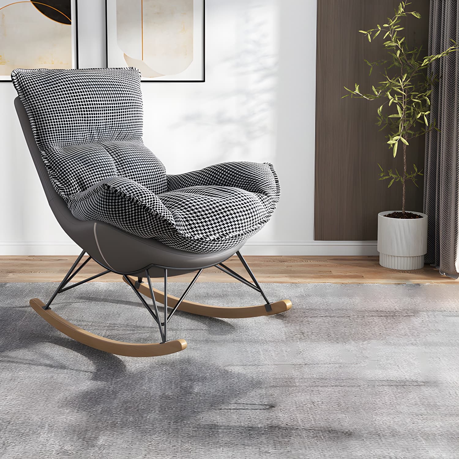 Contemporary Rocking Chair Faux Leather Waterproof Glider Chair with Removable Cushions - image 22