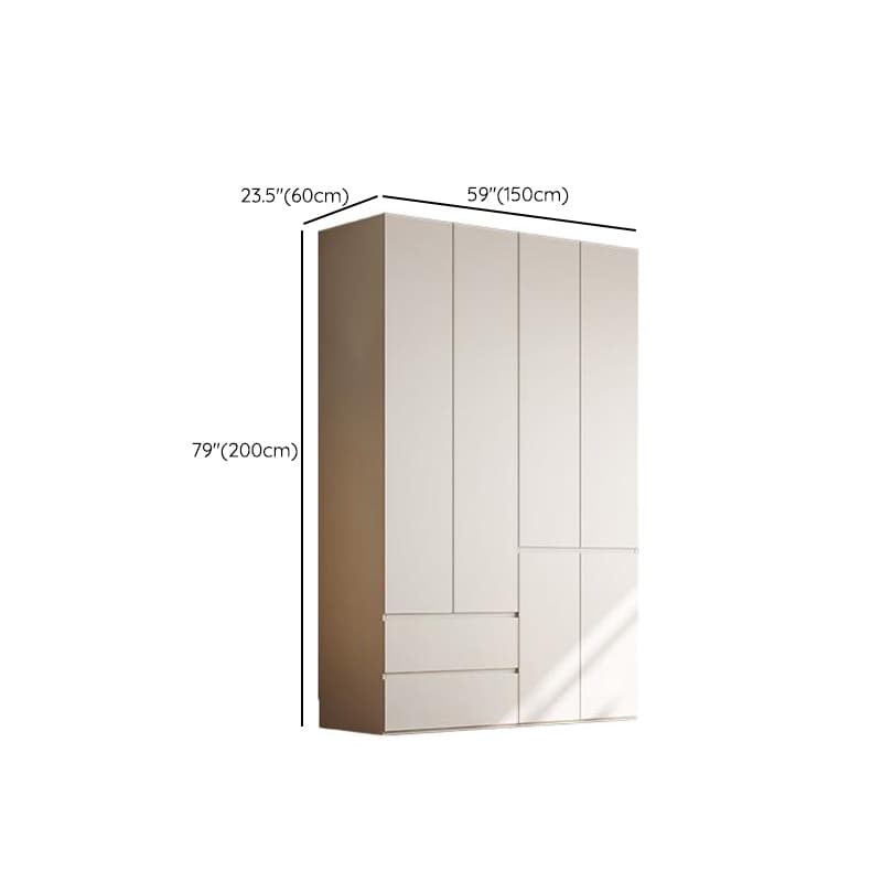 Chalk Modern Natural Wood Standalone Almirah with Soft Close Drawer, Interior Shelves, and Hanging Rod - image 17