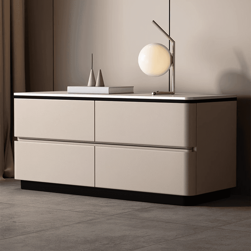 Modish Nightstand With Drawer Organization with 4 Drawers and Stone Tabletop - image 4