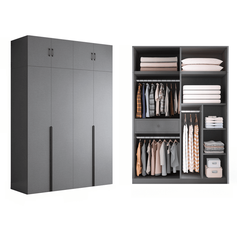 Trendy Dove Grey Wooden Wardrobe with Interior Shelves, Soft Close Door & Hanging Rod - image 8