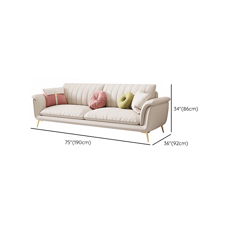 Modern Beige Tech Cloth Sectional Sofa with Flared Arm and Cushion Back - image 17