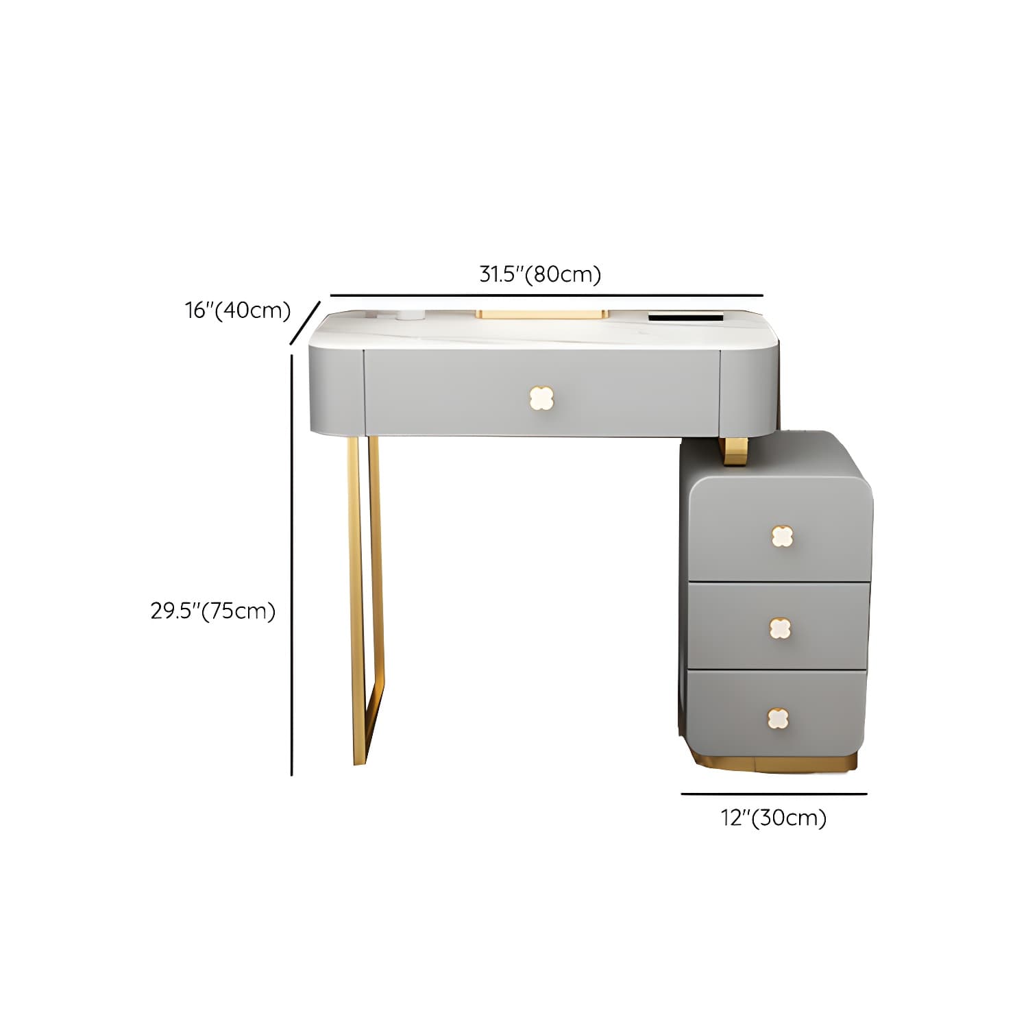 Contemporary Wooden Make-up Vanity with Storage Drawers in Rectangle - image 12