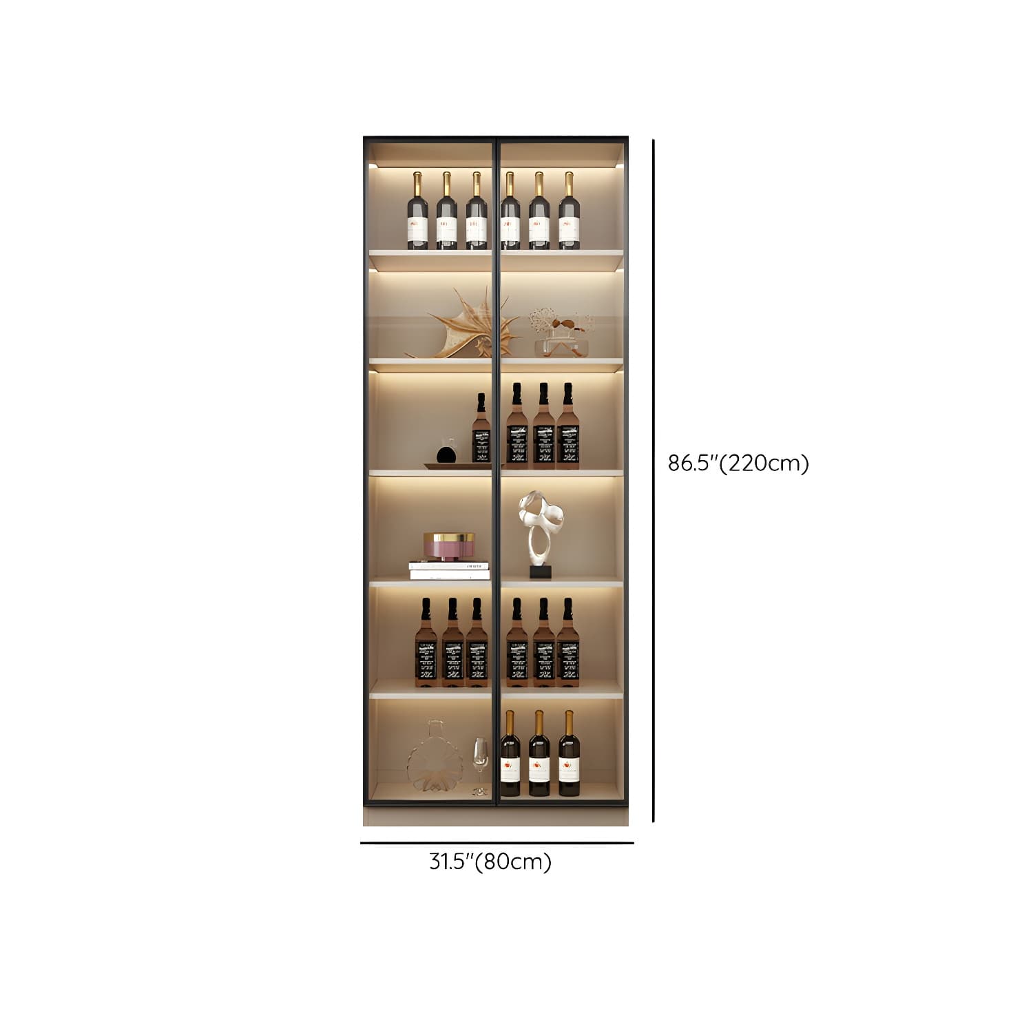 Contemporary Champagne Engineered Wood Shelves Included Sideboard with Doors - image 14