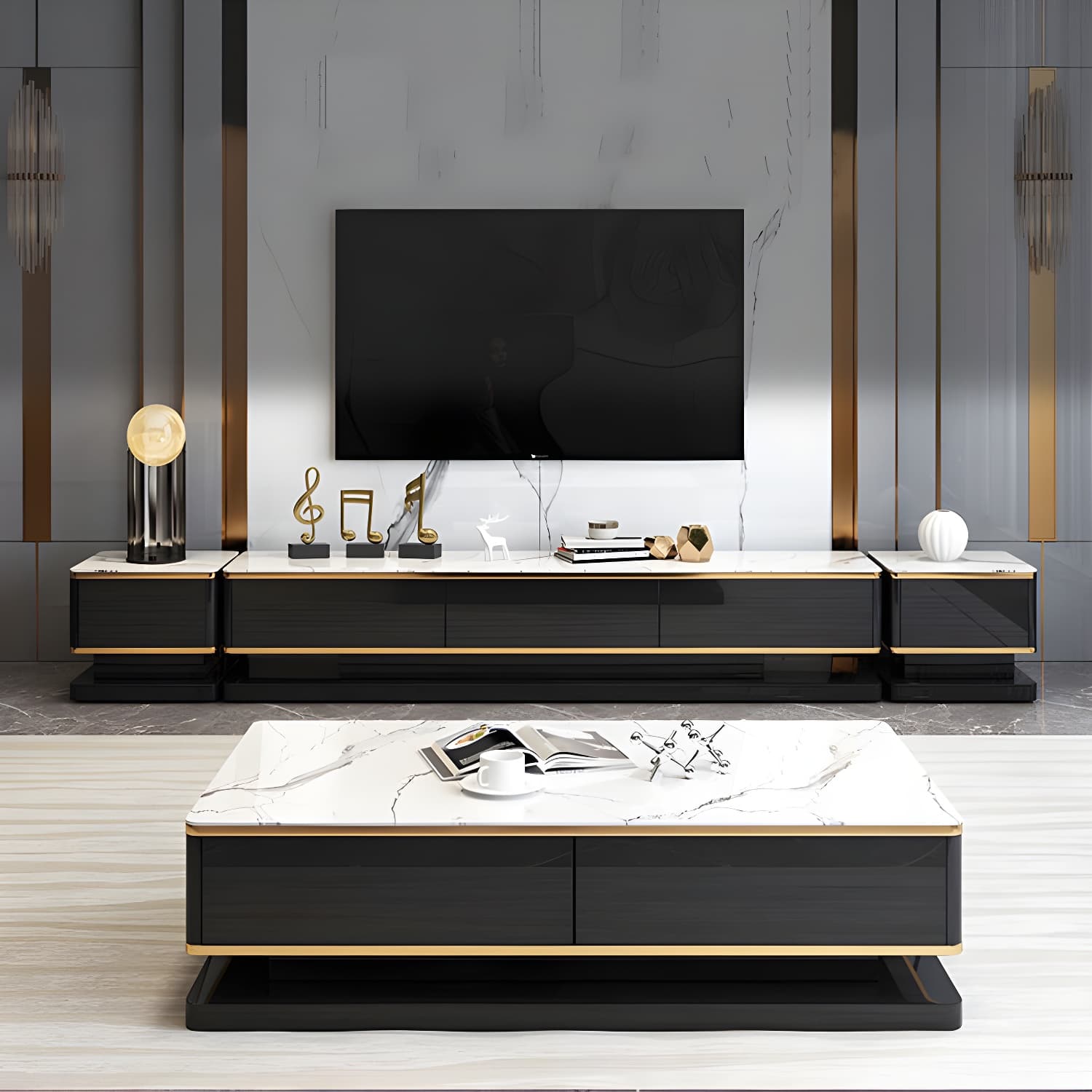 Luxurious 3-Drawer TV Stand Console 16.54-Inch H Glass TV Console - image 3